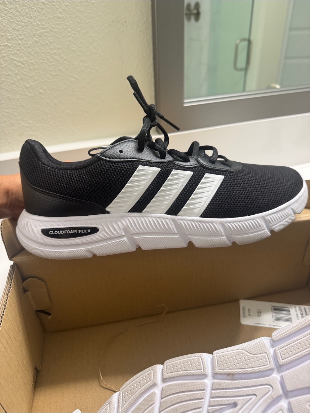 adidas Men’s Black and White Mesh Running Sneakers